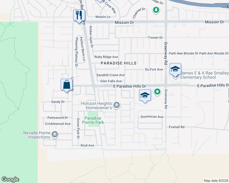 map of restaurants, bars, coffee shops, grocery stores, and more near 177 Cloud Cover Avenue in Henderson