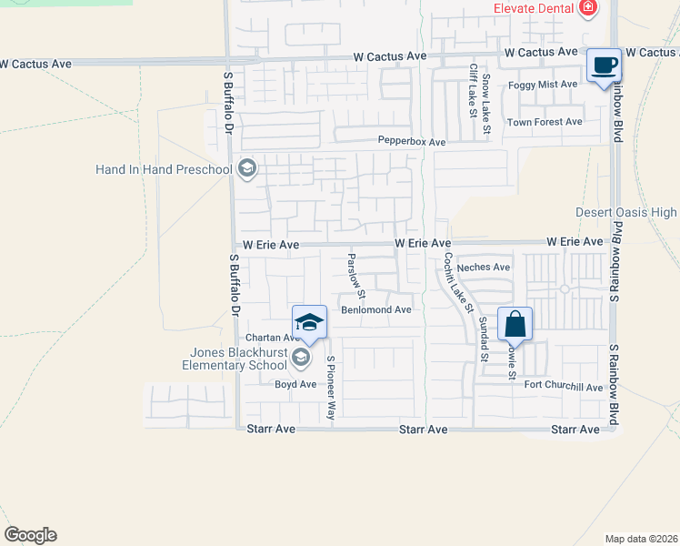 map of restaurants, bars, coffee shops, grocery stores, and more near 7572 Tressider Avenue in Las Vegas