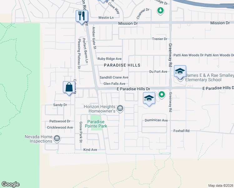 map of restaurants, bars, coffee shops, grocery stores, and more near 173 Cloud Cover Avenue in Henderson