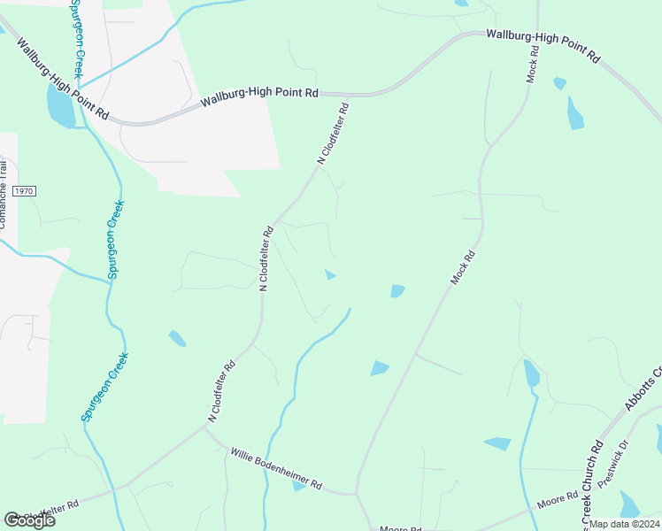 map of restaurants, bars, coffee shops, grocery stores, and more near 1682 North Clodfelter Road in High Point