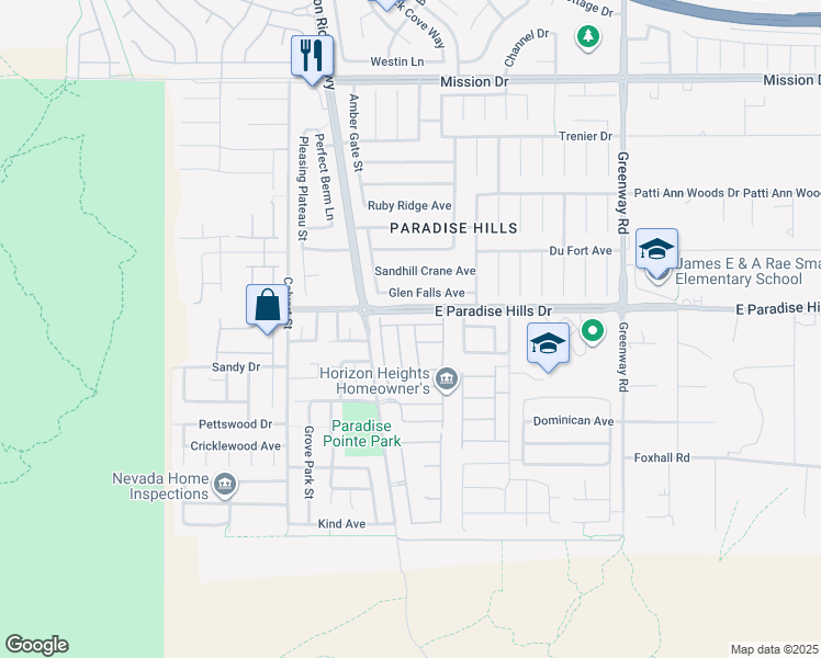 map of restaurants, bars, coffee shops, grocery stores, and more near 617 Lucky Pine Street in Henderson