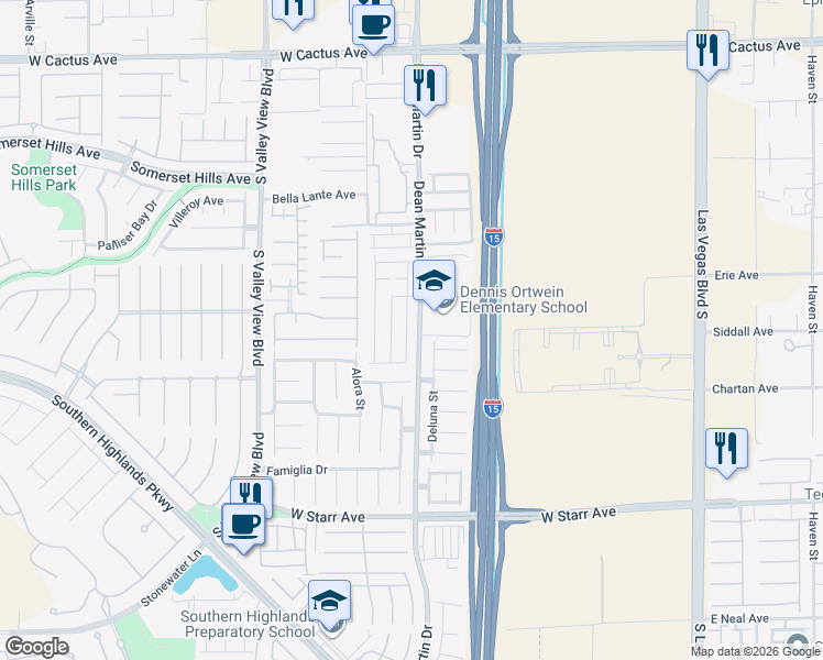 map of restaurants, bars, coffee shops, grocery stores, and more near 11015 Deluna Street in Las Vegas