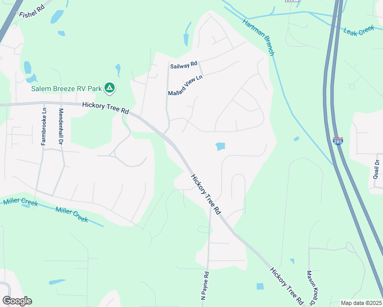 map of restaurants, bars, coffee shops, grocery stores, and more near 2332 Hickory Tree Road in Winston-Salem