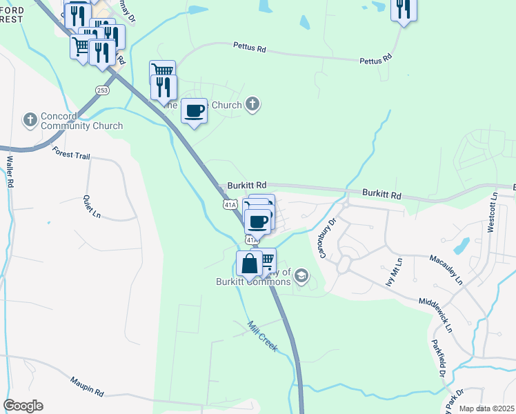 map of restaurants, bars, coffee shops, grocery stores, and more near 214 Muir Avenue in Nolensville