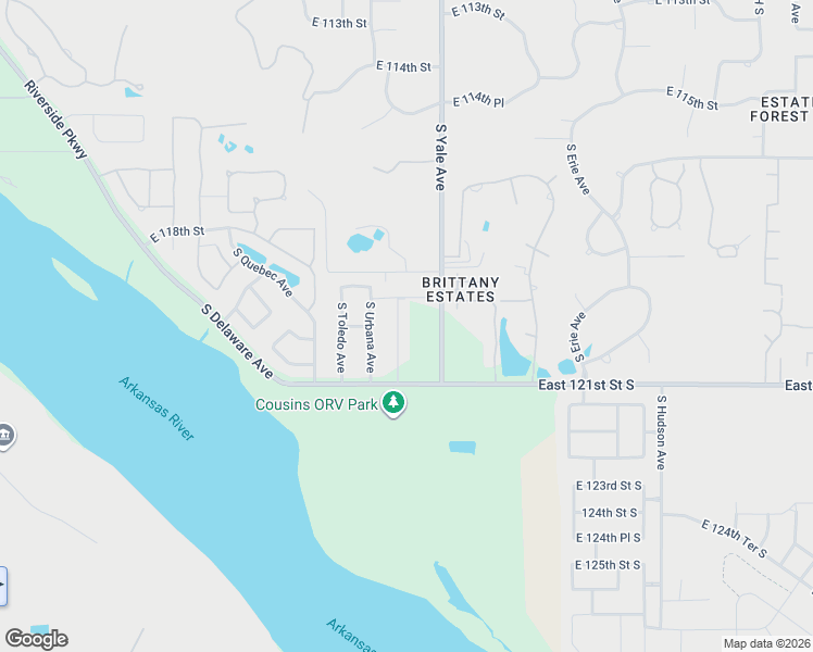 map of restaurants, bars, coffee shops, grocery stores, and more near 12015 South Urbana Avenue in Tulsa