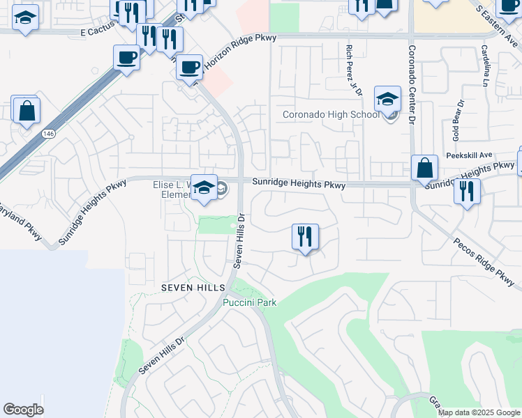 map of restaurants, bars, coffee shops, grocery stores, and more near 3029 Scenic Valley Way in Henderson