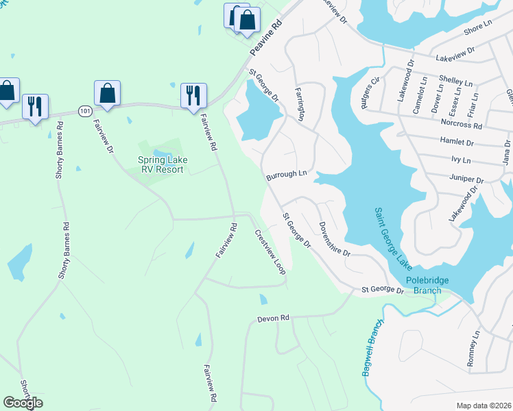 map of restaurants, bars, coffee shops, grocery stores, and more near 322 Crestview Loop in Crossville
