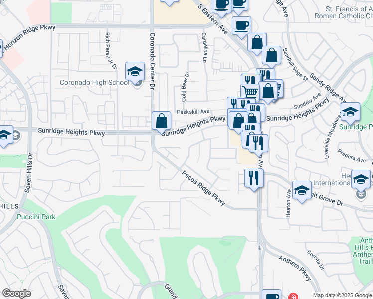 map of restaurants, bars, coffee shops, grocery stores, and more near 1017 Fairbury Street in Henderson