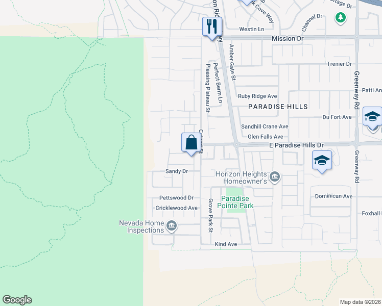 map of restaurants, bars, coffee shops, grocery stores, and more near 1117 Denman Valley Street in Henderson