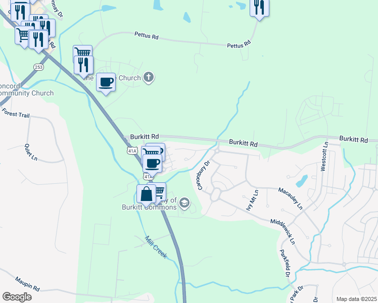 map of restaurants, bars, coffee shops, grocery stores, and more near 7515 Kemberton Court in Nolensville