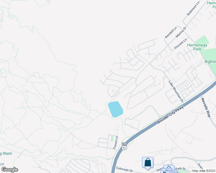 map of restaurants, bars, coffee shops, grocery stores, and more near 581 Lake Michigan Lane in Boulder City