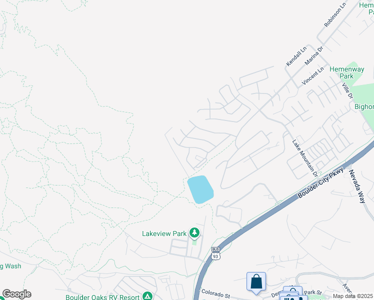 map of restaurants, bars, coffee shops, grocery stores, and more near 581 Lake Michigan Lane in Boulder City