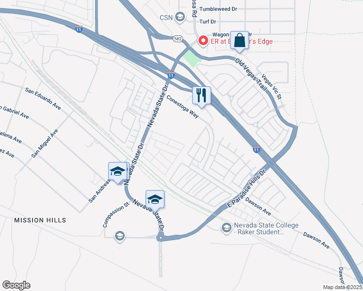 map of restaurants, bars, coffee shops, grocery stores, and more near 1087 Country Coach Drive in Henderson