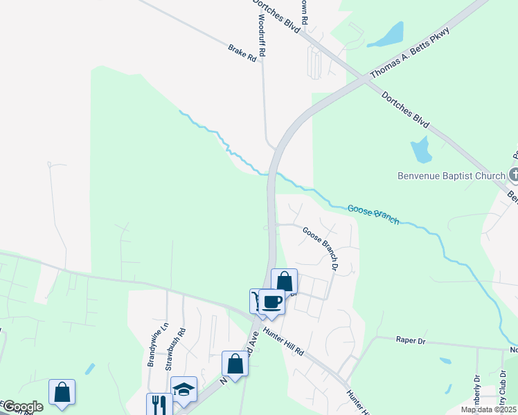 map of restaurants, bars, coffee shops, grocery stores, and more near 2012 Thomas A. Betts Parkway in Rocky Mount