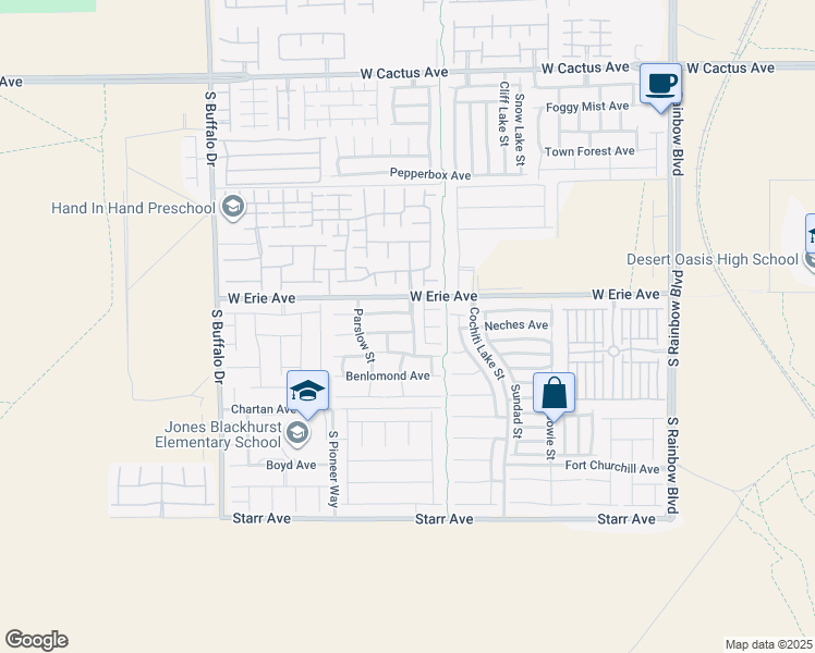 map of restaurants, bars, coffee shops, grocery stores, and more near 7414 Morisset Avenue in Las Vegas