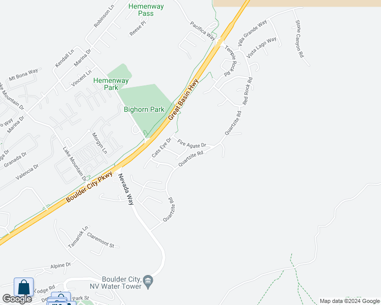 map of restaurants, bars, coffee shops, grocery stores, and more near 391 Turquoise Court in Boulder City