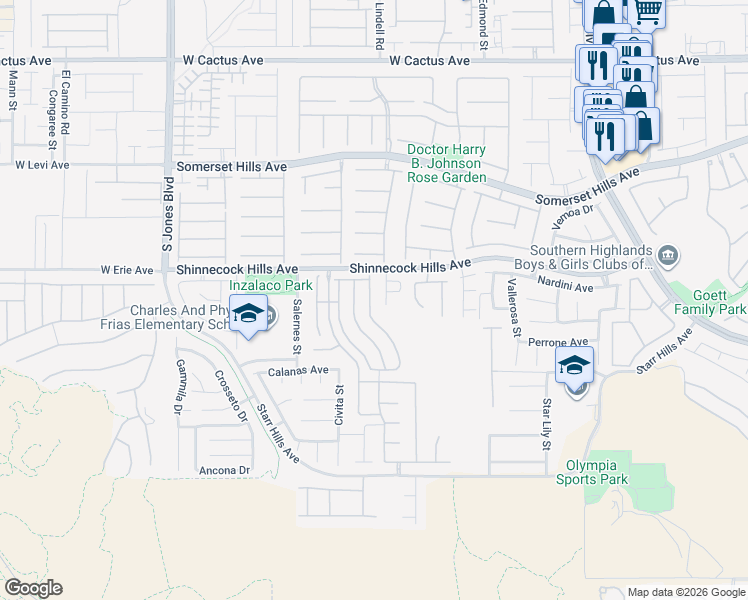 map of restaurants, bars, coffee shops, grocery stores, and more near 10964 Bandol Place in Las Vegas