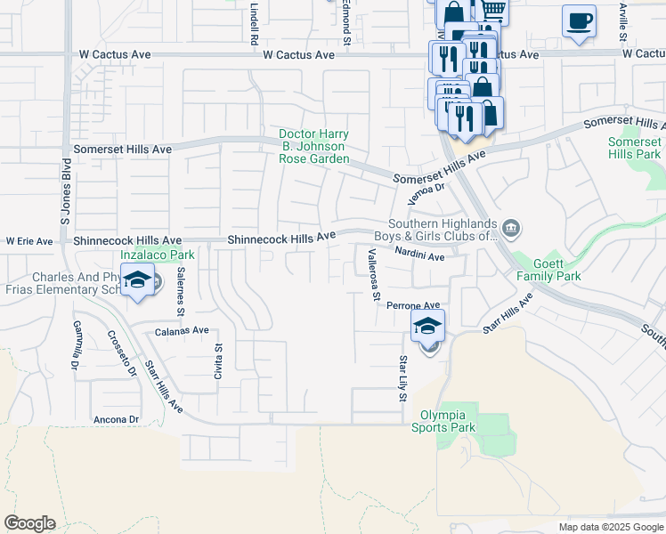 map of restaurants, bars, coffee shops, grocery stores, and more near 396 Newcastle Hills Street in Las Vegas
