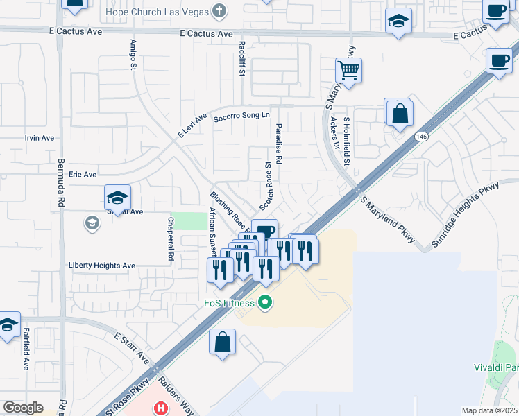 map of restaurants, bars, coffee shops, grocery stores, and more near 10983 Scotch Rose Street in Henderson