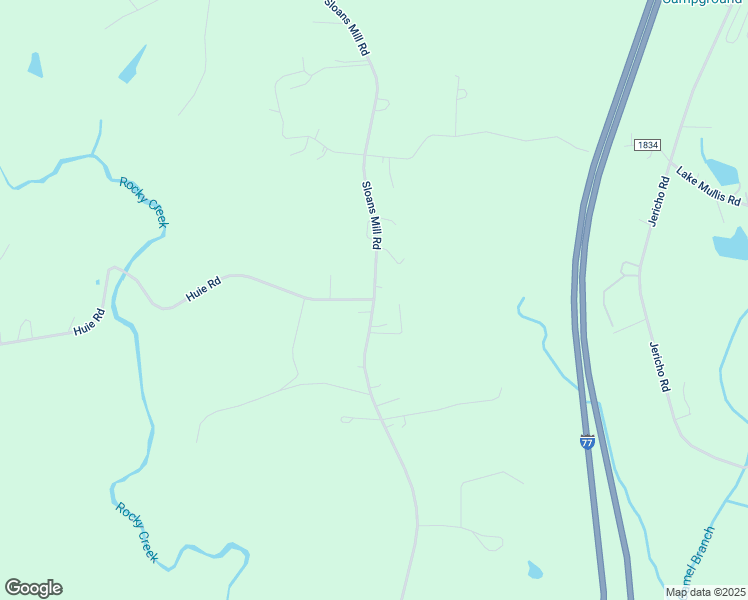 map of restaurants, bars, coffee shops, grocery stores, and more near 7 Huie Road in Olin