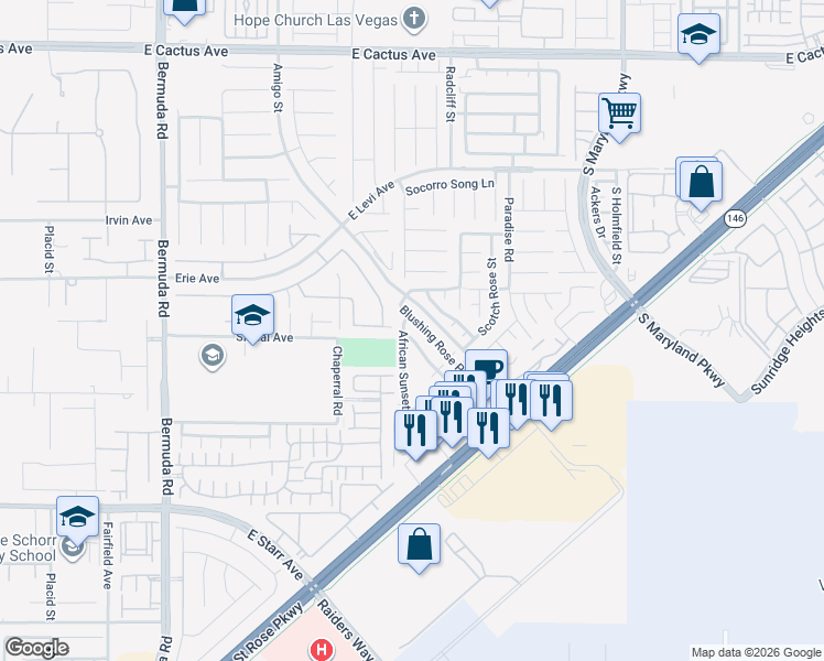 map of restaurants, bars, coffee shops, grocery stores, and more near 828 Blue Rosalie Place in Henderson