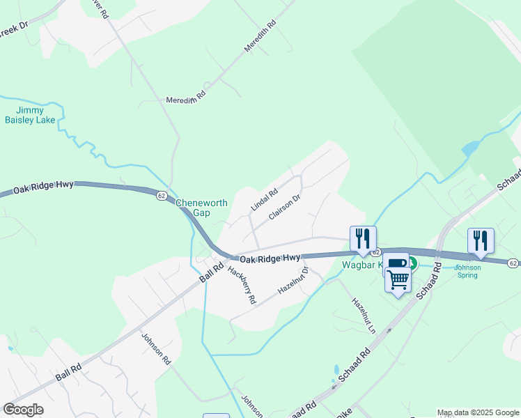 map of restaurants, bars, coffee shops, grocery stores, and more near 6851 Lindal Road in Knoxville