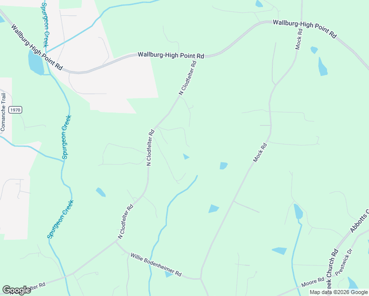 map of restaurants, bars, coffee shops, grocery stores, and more near 1682 North Clodfelter Road in High Point