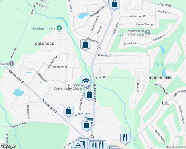 map of restaurants, bars, coffee shops, grocery stores, and more near 834 Goldrock Road in Rocky Mount