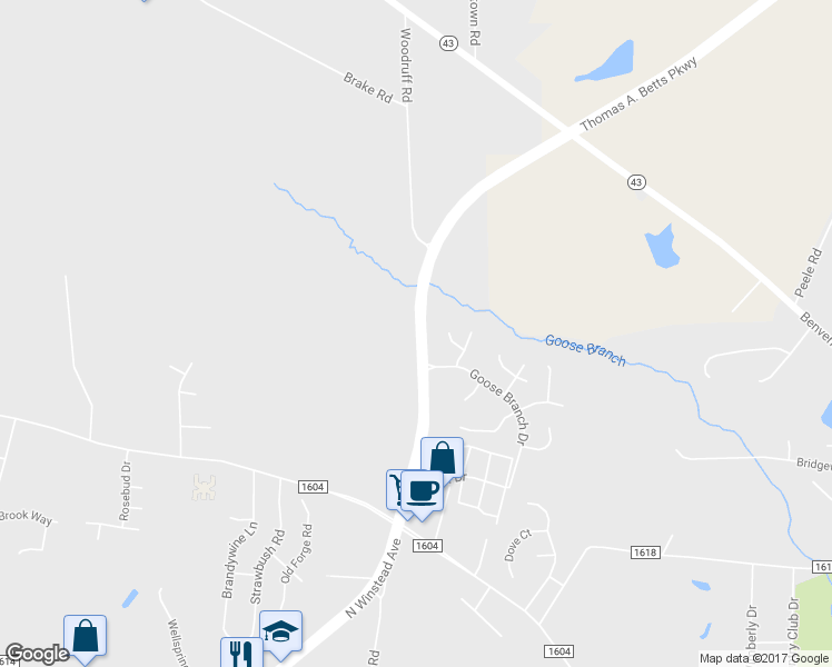 map of restaurants, bars, coffee shops, grocery stores, and more near 2012 Thomas A. Betts Parkway in Rocky Mount