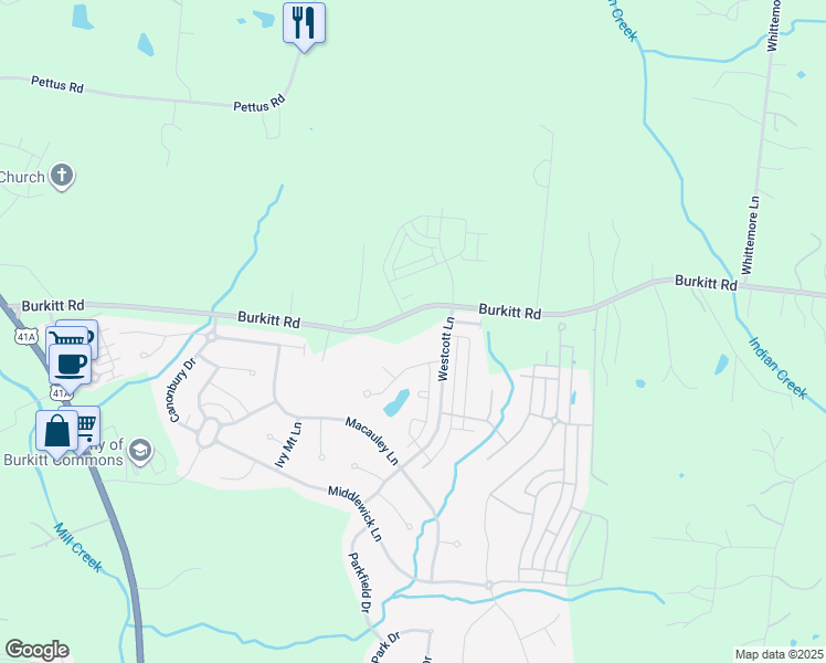 map of restaurants, bars, coffee shops, grocery stores, and more near 6947 Burkitt Road in Nashville