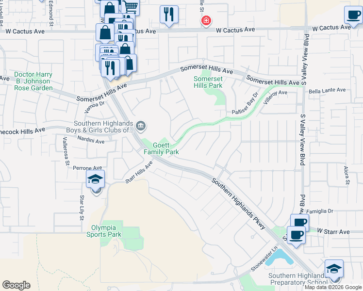 map of restaurants, bars, coffee shops, grocery stores, and more near 4474 West Grey Spencer Road in Las Vegas