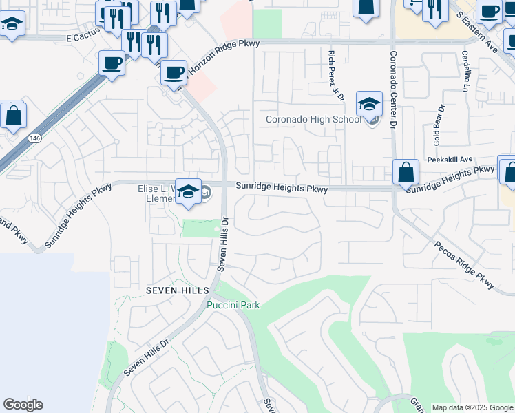 map of restaurants, bars, coffee shops, grocery stores, and more near 3034 Scenic Valley Way in Henderson