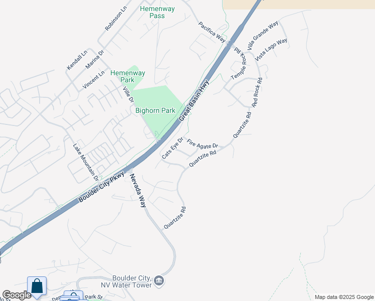 map of restaurants, bars, coffee shops, grocery stores, and more near 894 Moonstone Drive in Boulder City