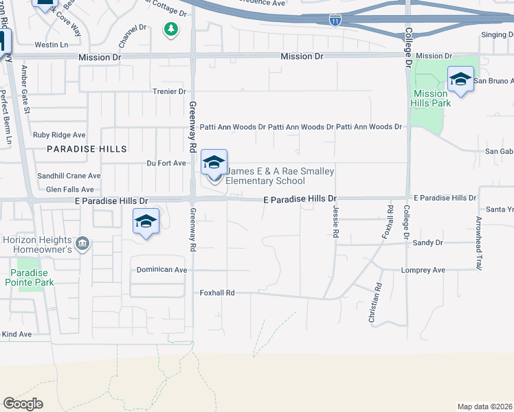 map of restaurants, bars, coffee shops, grocery stores, and more near 328 East Paradise Hills Drive in Henderson