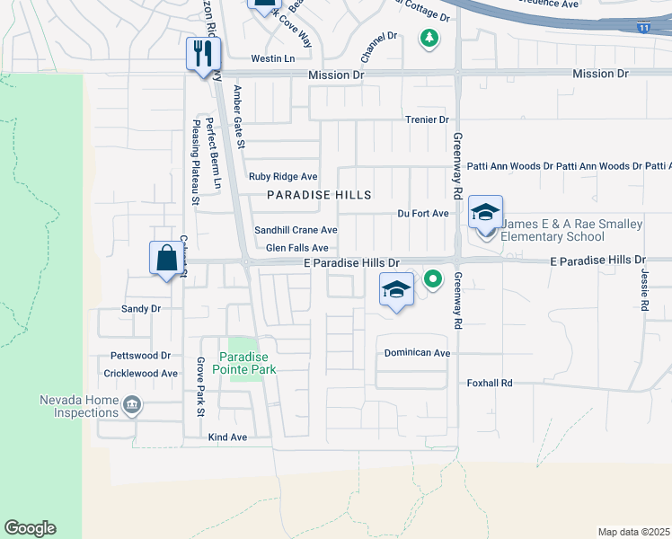 map of restaurants, bars, coffee shops, grocery stores, and more near 24 Gentilly Lace Avenue in Henderson