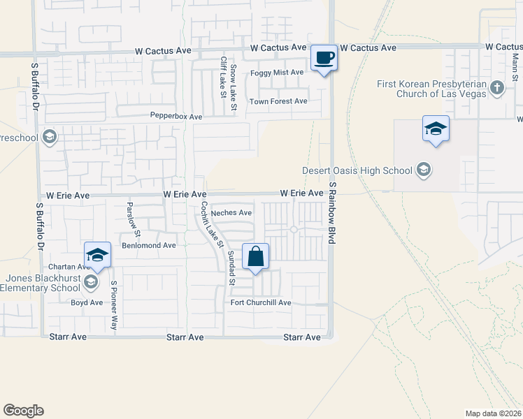 map of restaurants, bars, coffee shops, grocery stores, and more near 7112 Flathead River Avenue in Las Vegas