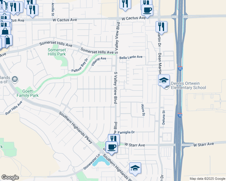 map of restaurants, bars, coffee shops, grocery stores, and more near 10946 Pentland Downs Street in Las Vegas