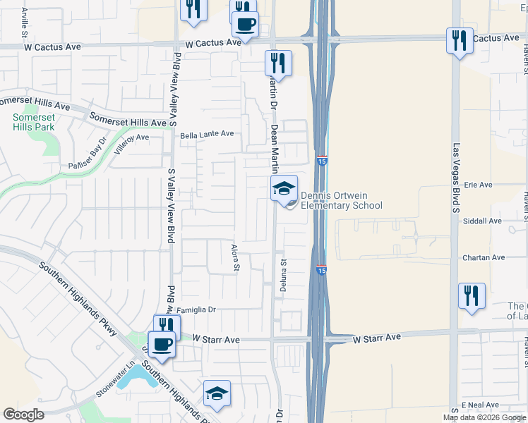map of restaurants, bars, coffee shops, grocery stores, and more near 10928 Toscano Gardens Street in Las Vegas
