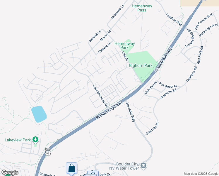 map of restaurants, bars, coffee shops, grocery stores, and more near 148 Tumbleweed Drive in Boulder City