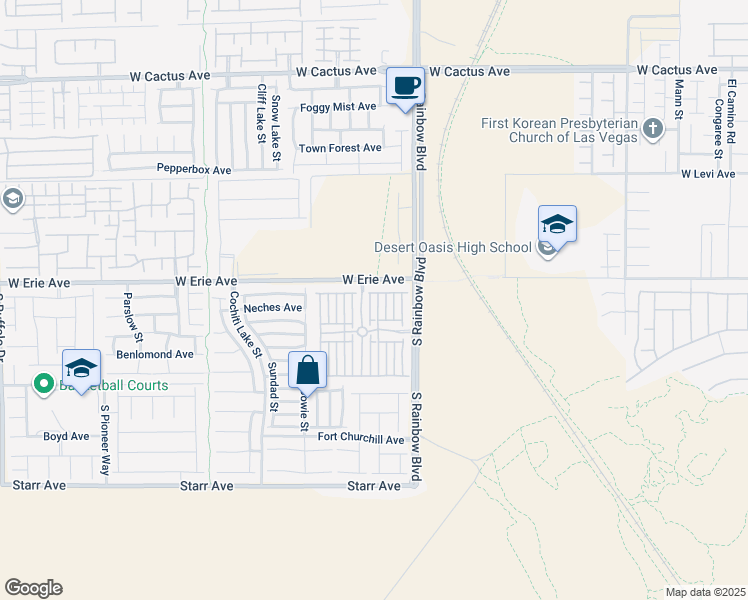 map of restaurants, bars, coffee shops, grocery stores, and more near 10925 Mount Pendleton Street in Las Vegas