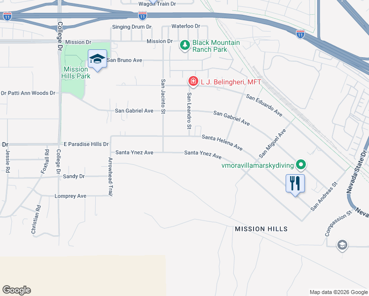 map of restaurants, bars, coffee shops, grocery stores, and more near 920 Santa Ynez Avenue in Henderson