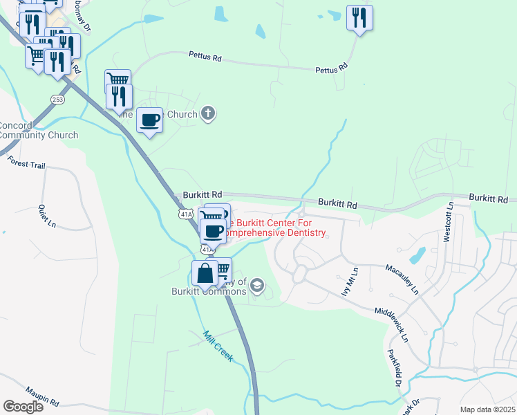 map of restaurants, bars, coffee shops, grocery stores, and more near 7818 Kemberton Drive West in Nolensville