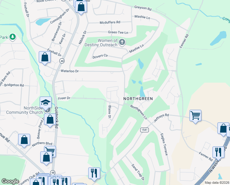 map of restaurants, bars, coffee shops, grocery stores, and more near 1000 Colony Square in Rocky Mount