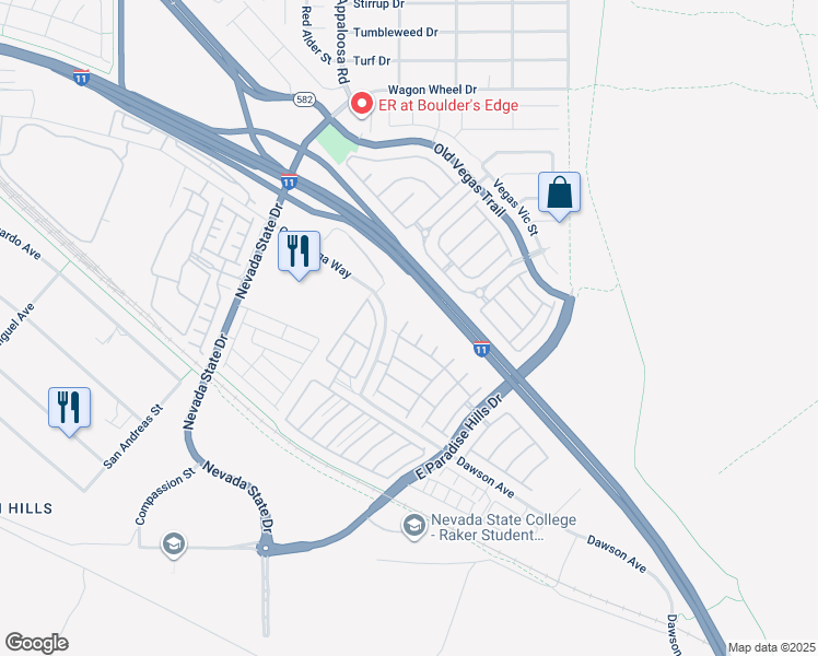 map of restaurants, bars, coffee shops, grocery stores, and more near 1066 Pleasure Lane in Henderson