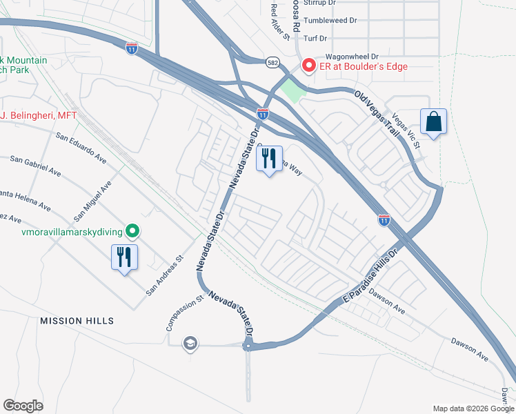 map of restaurants, bars, coffee shops, grocery stores, and more near 1531 Layla Crossing Avenue in Henderson