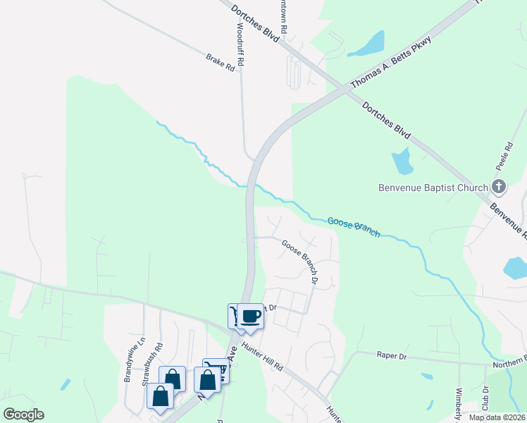 map of restaurants, bars, coffee shops, grocery stores, and more near 65 Hemlock Court in Rocky Mount
