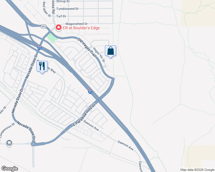 map of restaurants, bars, coffee shops, grocery stores, and more near 1654 Lefty Garcia Way in Henderson