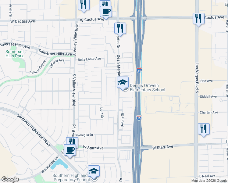 map of restaurants, bars, coffee shops, grocery stores, and more near 10947 Toscano Gardens Street in Las Vegas