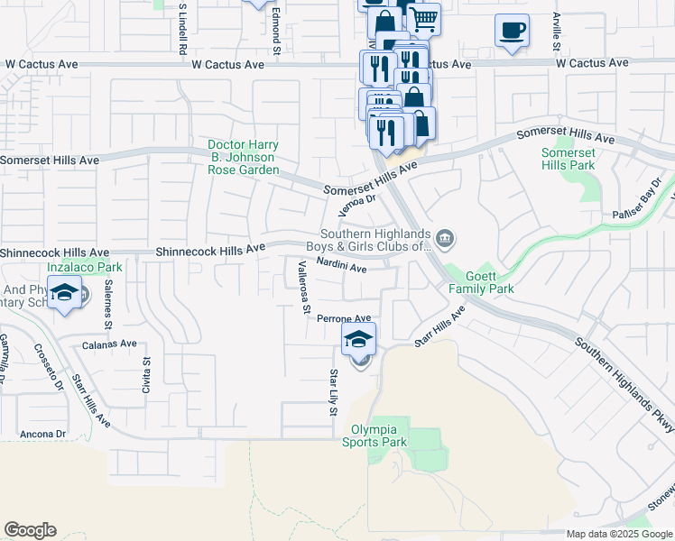 map of restaurants, bars, coffee shops, grocery stores, and more near 4995 Nardini Avenue in Las Vegas
