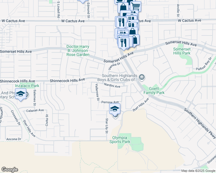 map of restaurants, bars, coffee shops, grocery stores, and more near 4978 Nardini Avenue in Las Vegas